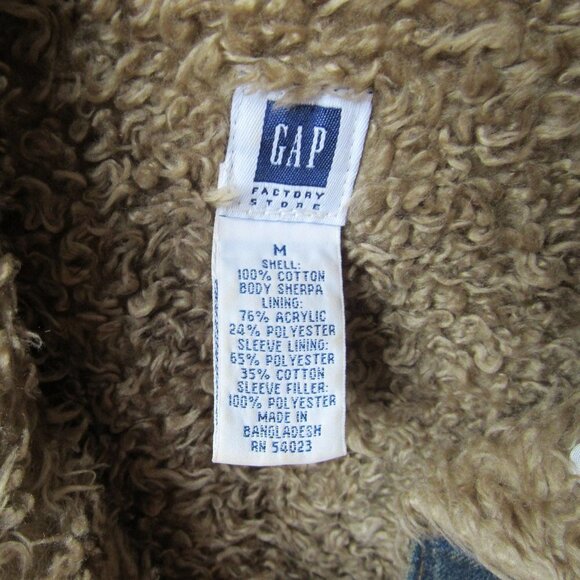 Gap Denim 100% Cotton Shell Sherpa Lined Jacket Size Medium - Picture 2 of 9